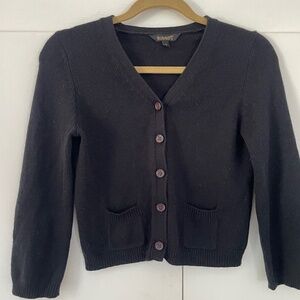 KOVA & T Small Women's Black Wool Cardigan 3/4 Sleeve and Professor Patches